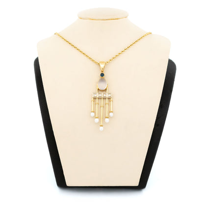 Diamond Moonstone Pearl Sapphire 14k Fringe Pendant 19483-9843 Image2