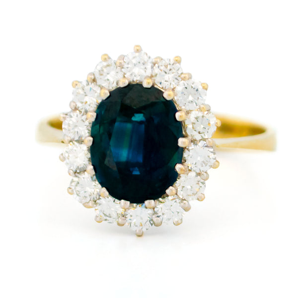 Diamond Sapphire 14ct Cluster Engagement Ring 