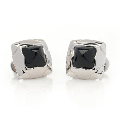 Bulgari Onyx and White Gold Pyramid Earrings