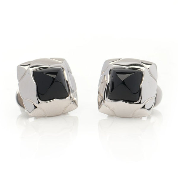 Bulgari Onyx and White Gold Pyramid Earrings
