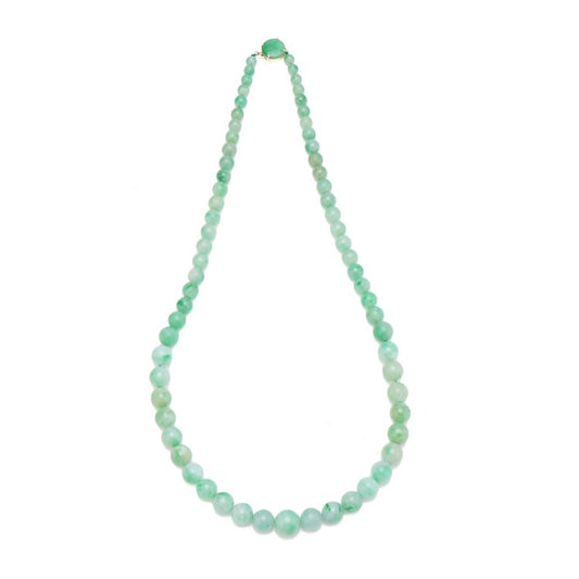 Vintage Natural A Grade Jadeite Jade Beaded Necklace with Certificate