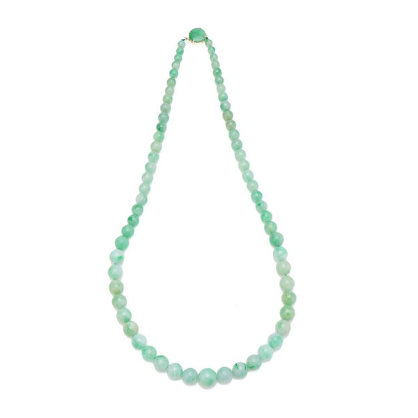 Vintage Natural A Grade Jadeite Jade Beaded Necklace with Certificate