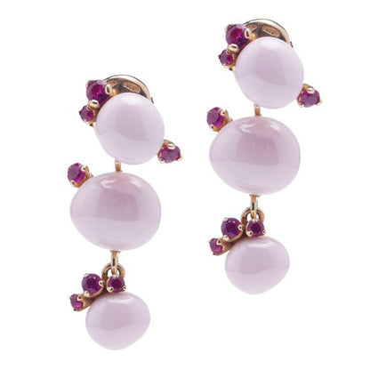 Pomellato Capri Pink Ceramic and Ruby Drop Earrings