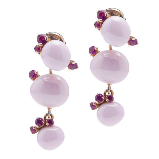 Pomellato Capri Pink Ceramic and Ruby Drop Earrings