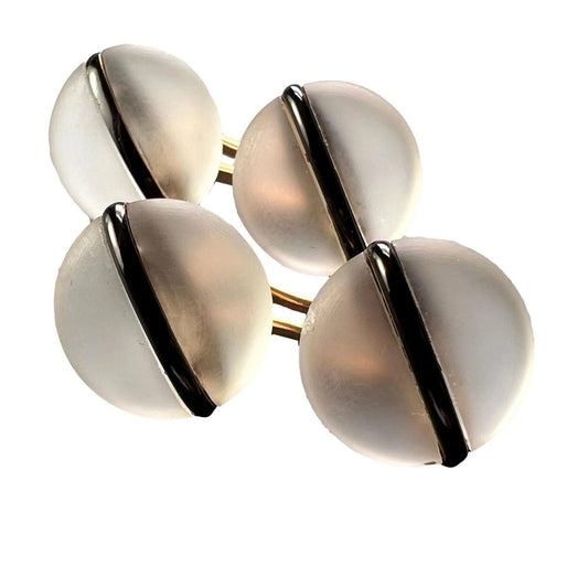 Rock Crystal and Black Enamel Stripe Cufflinks