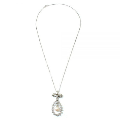 Vintage Freshwater Pearl and Diamond Pendant Necklace, 1.50 carat total, in 18ct white gold, Circa 1950s, on later 14ct gold chain