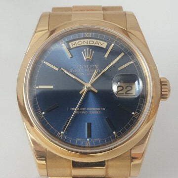 Rolex Day Date 118208 18ct Yellow Gold 36mm Automatic Watch on an 18ct yellow gold President bracelet. Circa 2000-2001, in mint condition, comes with Rolex box