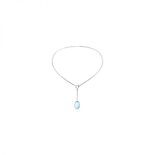 Georg Jensen Blue Topaz and Diamond Dew Drop Pendant