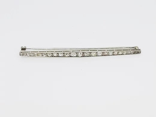 Antique Edwardian 2.20ct Diamond and Platinum Bar Brooch; platinum bar brooch set with 2.20 carats graduating diamonds, 5.5cm long.