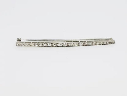 Antique Edwardian 2.20ct Diamond and Platinum Bar Brooch; platinum bar brooch set with 2.20 carats graduating diamonds, 5.5cm long.