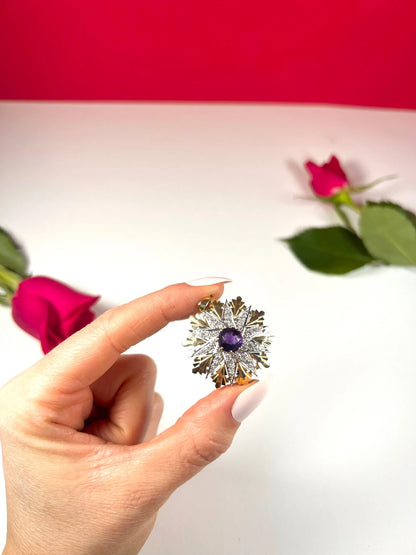 Vintage 1940s Amethyst & Diamond Star Pendant