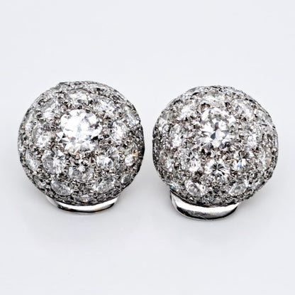 Art Deco 4ct Diamond Bombe Cluster Earrings in platinum