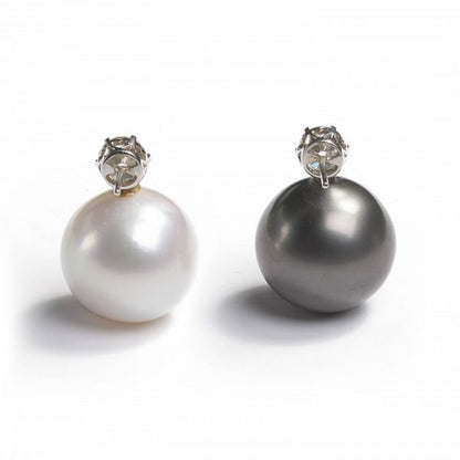 South Sea Pearl and Diamond Earrings, 2.20 carat total