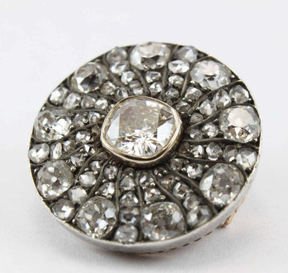 Antique Victorian Old Cut Diamond Cluster Brooch, 4.60 carat total, late 19th century Circa 1880