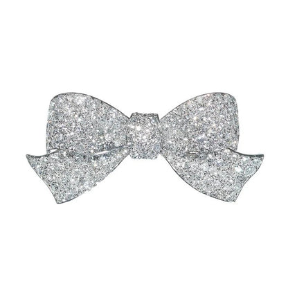 Art Deco 2.91ct Old Cut Diamond Bow Brooch in Platinum