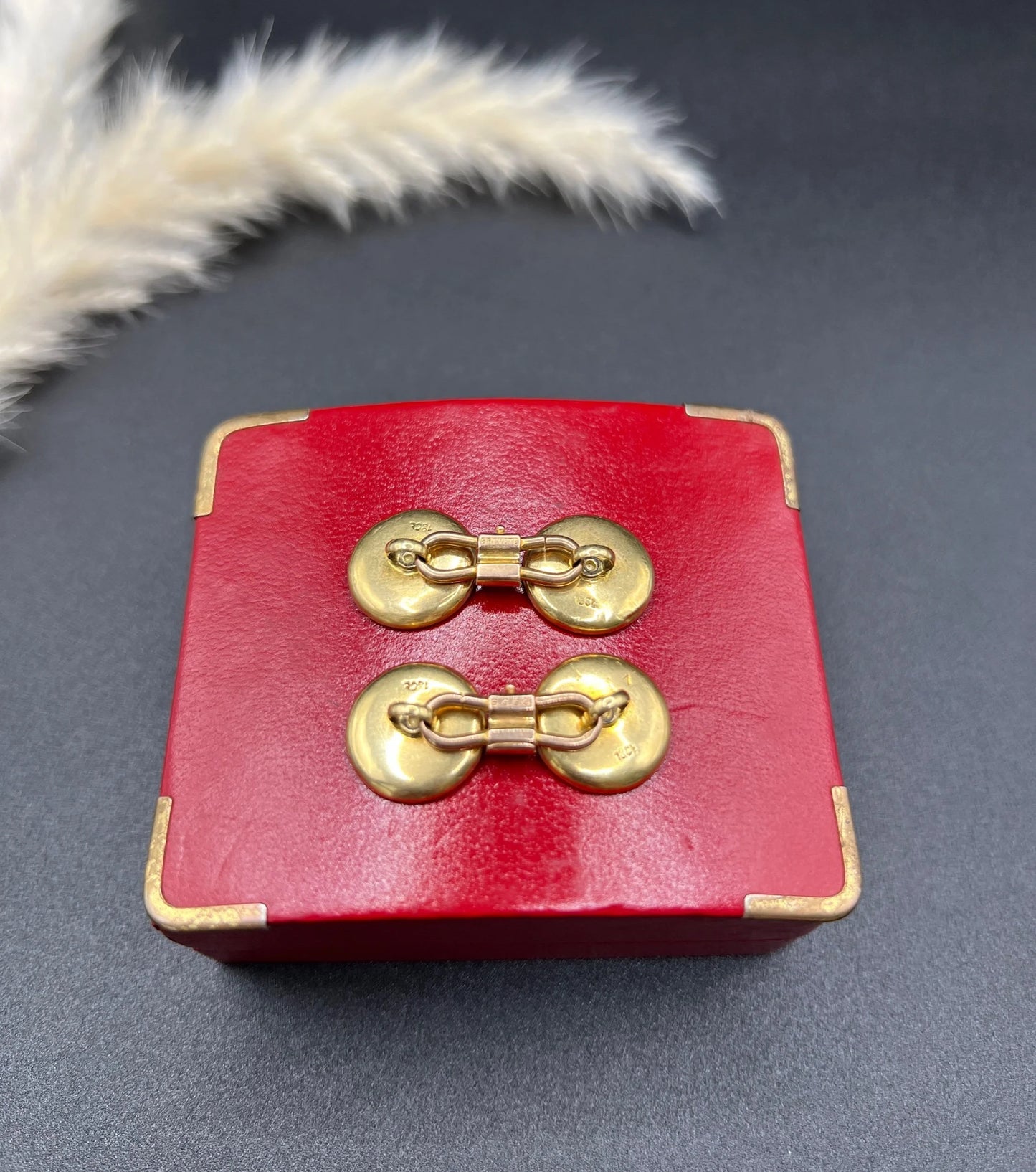 Antique 18 Carat Yellow Gold And Platinum Art Deco Diamond Set Round Cufflinks