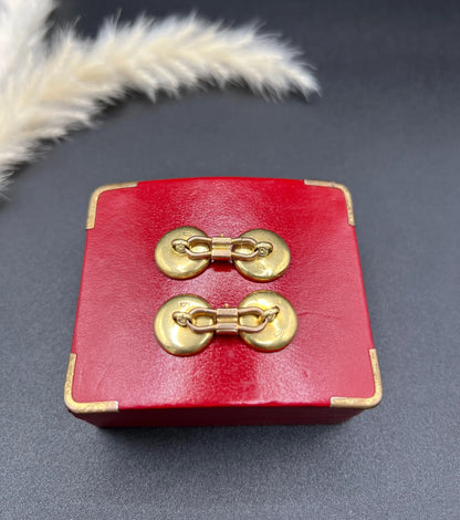 Antique 18 Carat Yellow Gold And Platinum Art Deco Diamond Set Round Cufflinks