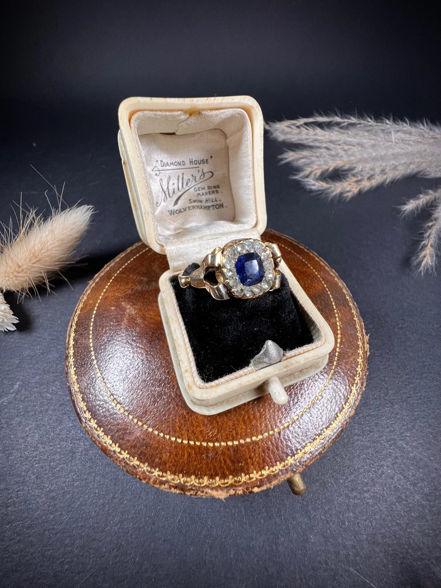 Antique 18 ct Gold Victorian Sapphire And Diamond Cluster Engagement Ring