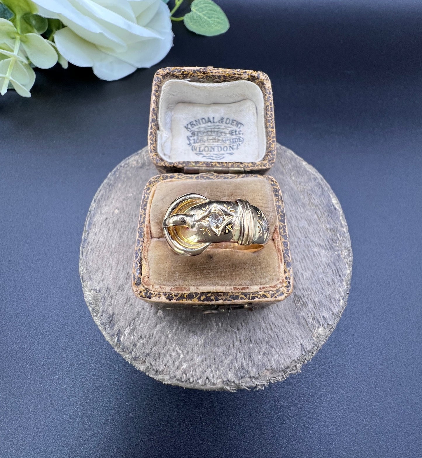 Antique 18 ct Yellow Gold, Edwardian Star Set Diamond Buckle/Belt Ring