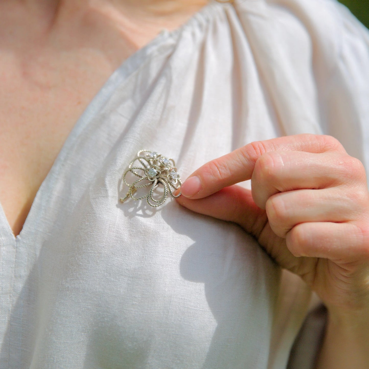 Vintage Boucheron Diamond Set 18ct White Gold Floral Brooch