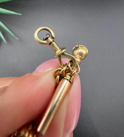 Rare French Antique 18 Carat Gold Pocket Watch Key, T-bar & Swivel Pendant, Circa 1900