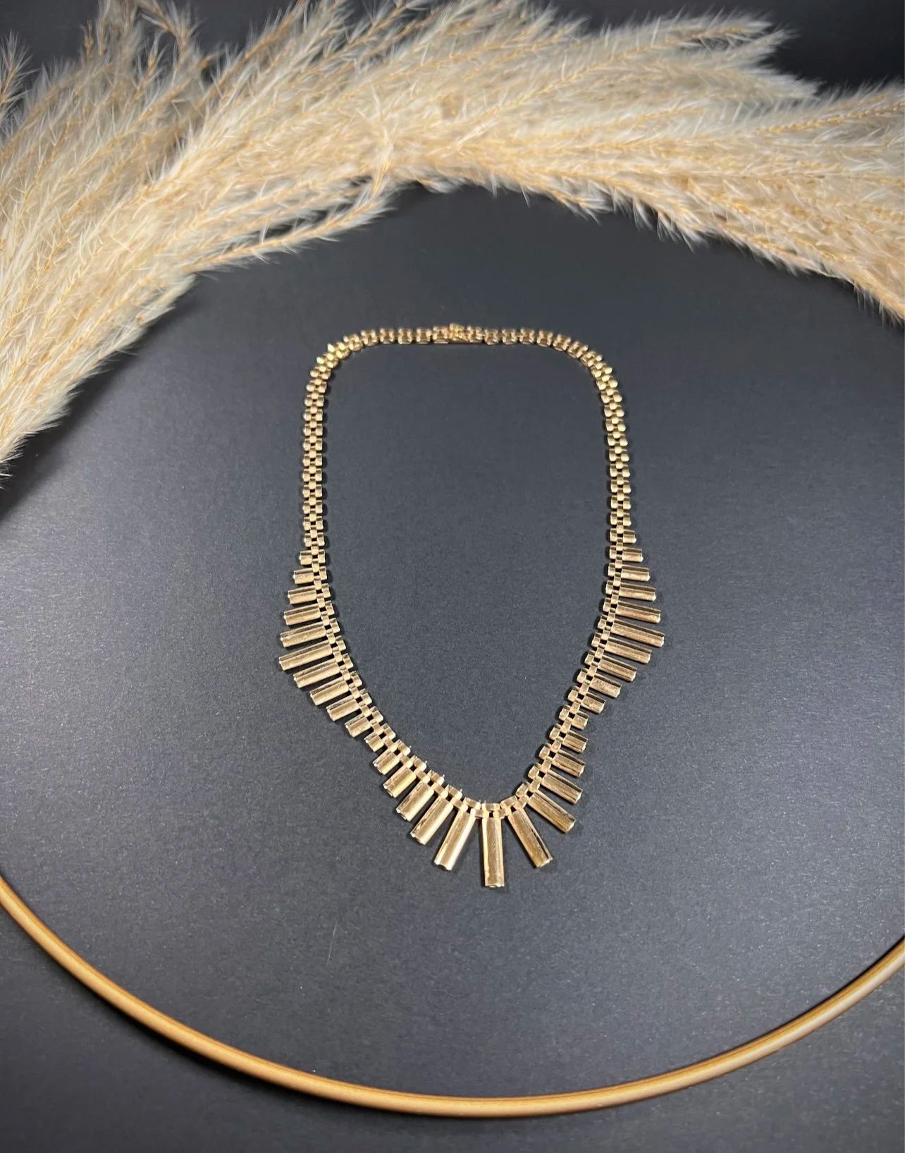 Vintage 9 Carat Yellow Gold 1940's Cleopatra Necklace in Original Fitted Box