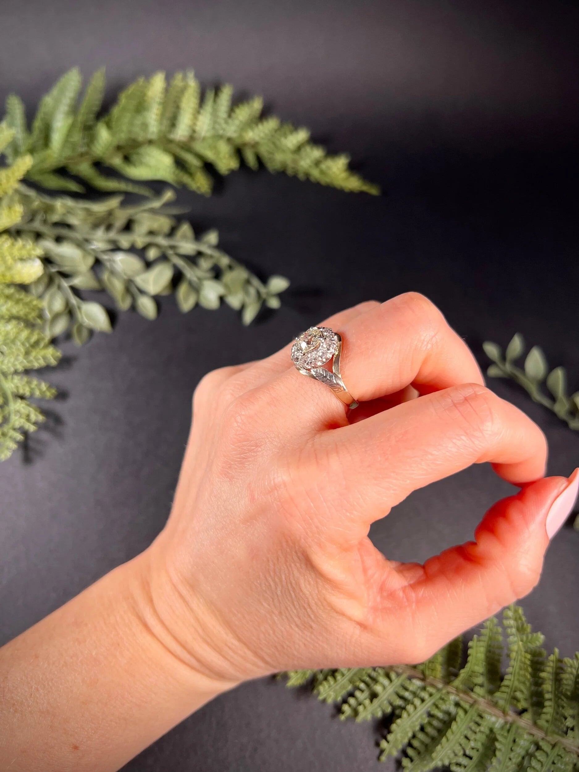 Victorian 14 Carat Two Colour Gold Diamond Cluster Ring, Circa 1890