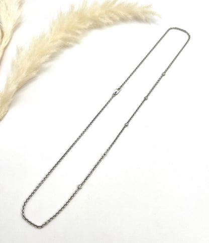 Vintage 18 ct White Gold Diamond Set Trace Link Chain With Lobster Clasp