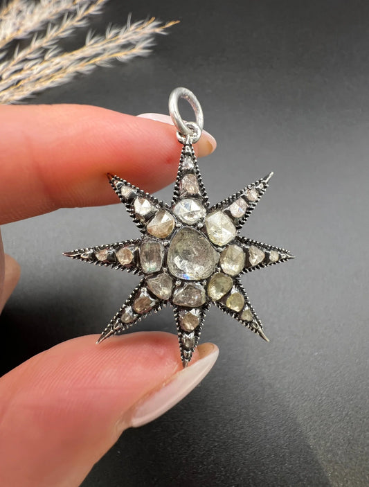 Georgian Rose Cut Diamond and Silver Star Pendant, Circa 1850
