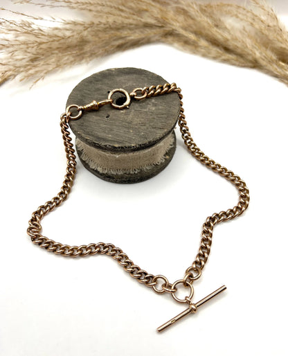 Victorian 9 Carat Rose Gold Albert Chain Necklace, Circa 1880