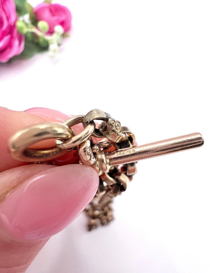 Victorian 9 Carat Rose Gold Rolo Link Albert Chain Necklace, Circa 1880