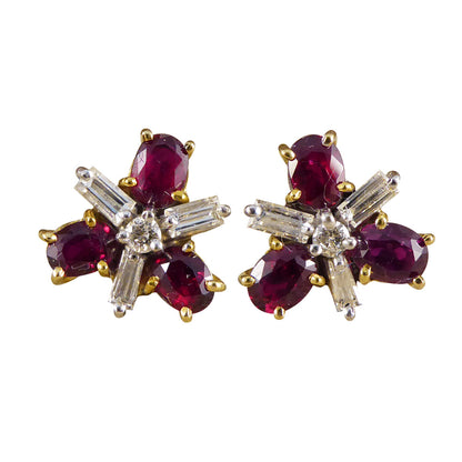 Contemporary Sapphire, Emerald, Ruby and Diamond Earrings set in 18ct Gold