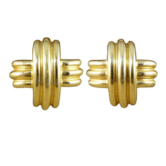 Tiffany & Co Vintage Domed Cross Clip On Earrings