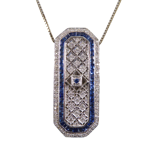 Contemporary Sapphire and Diamond Pendant