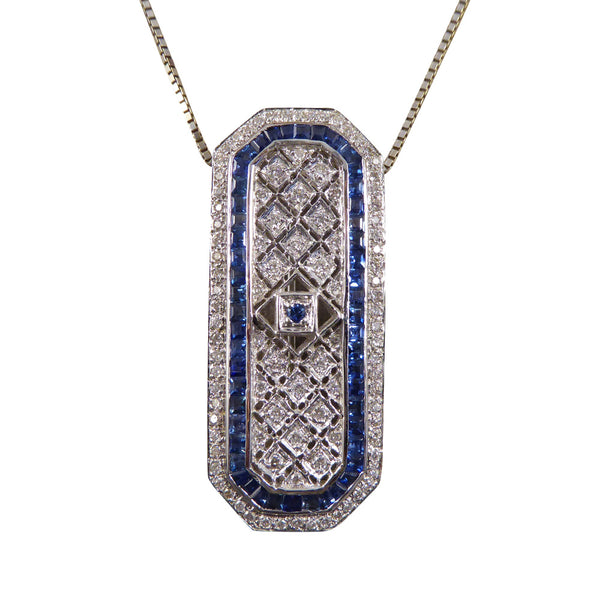 Contemporary Sapphire and Diamond Pendant