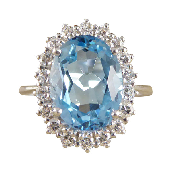 Blue Topaz and Diamond Cluster Ring