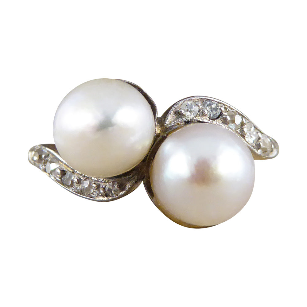 Antique Edwardian Pearl and Diamond Twist Ring