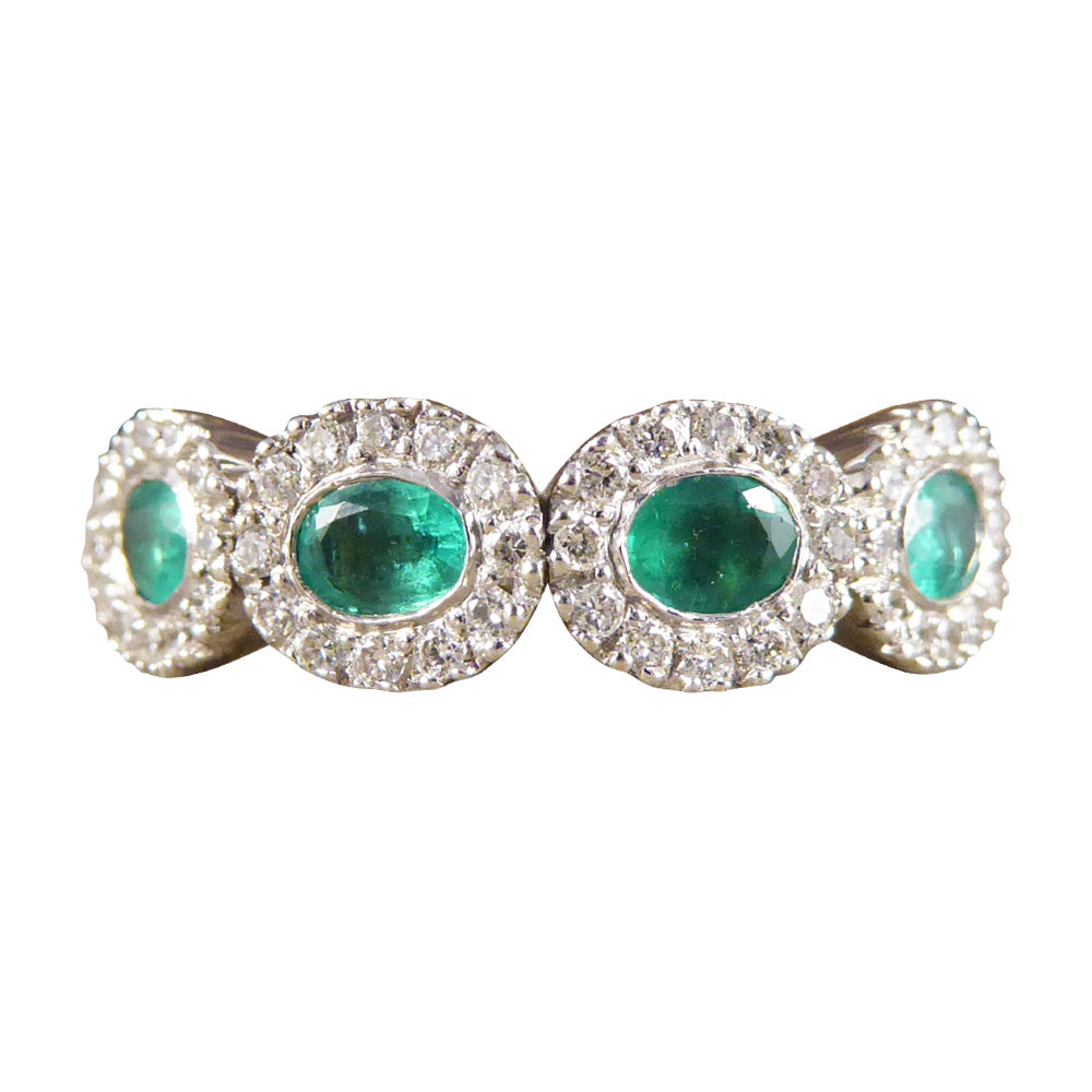 Emerald and Diamond Four Stone Ring