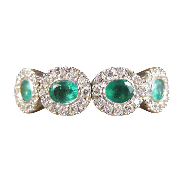 Emerald and Diamond Four Stone Ring