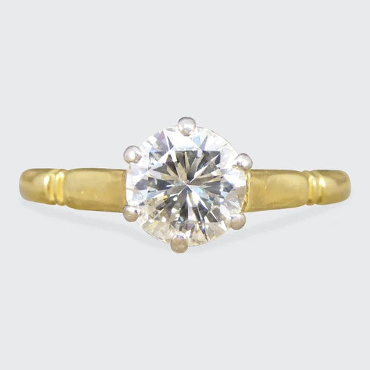 Vintage 0.82ct Diamond Solitaire Engagement Ring in 18ct Yellow Gold