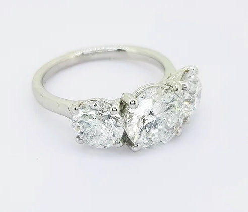 4.04ct Diamond Three Stone Ring, in 18ct white gold.