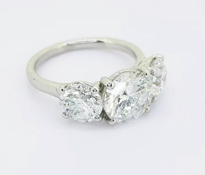 4.04ct Diamond Three Stone Ring, in 18ct white gold.