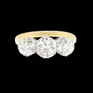 Edwardian Antique Diamond Trilogy Engagement Ring, 2.85 carats