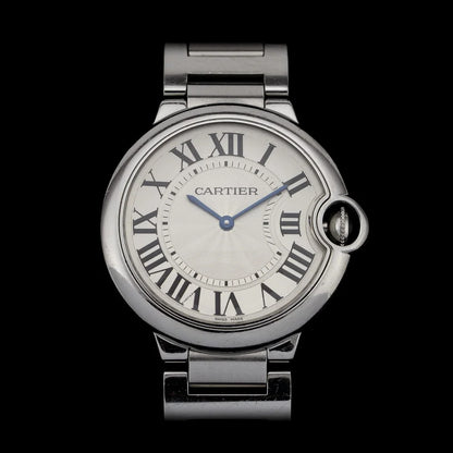 Cartier Ballon Bleu W69011Z4 Stainless Steel 36mm Quartz Watch, Box and Papers