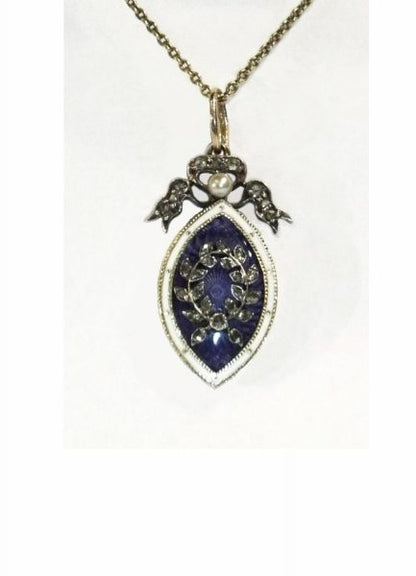 Late Edwardian / Belle Epoque Diamond and Enamel Pendant, Circa 1910
