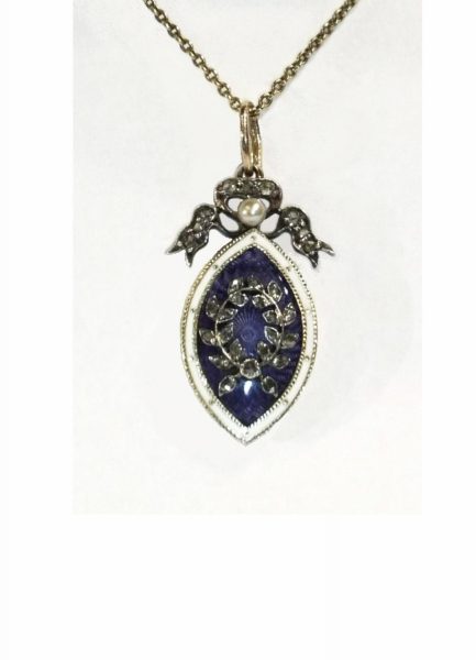 Late Edwardian / Belle Epoque Diamond and Enamel Pendant, Circa 1910