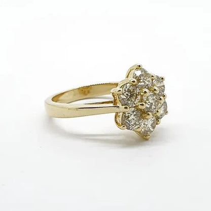 Diamond Daisy Flower Cluster Engagement Ring, 2.28 carat total