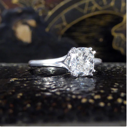 1ct Cushion Cut Diamond Solitaire Engagement Ring