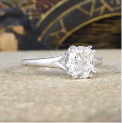 1ct Cushion Cut Diamond Solitaire Engagement Ring