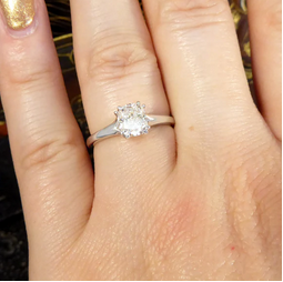 1ct Cushion Cut Diamond Solitaire Engagement Ring